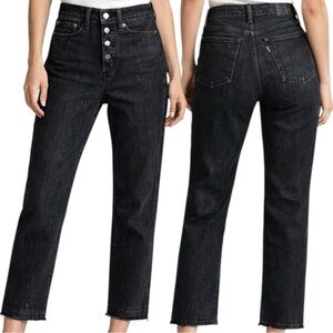 Levi’s Wedgie Straight Jeans W27 L26 Black Raw Hem